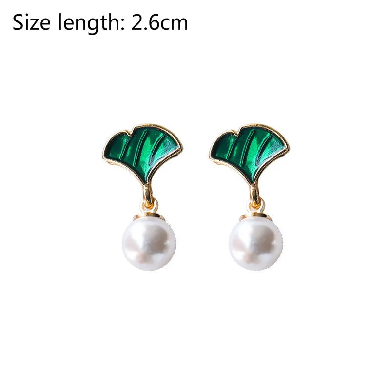 Милые серьги для девушек характерные сетчатые красные гинкго с жемчугом и