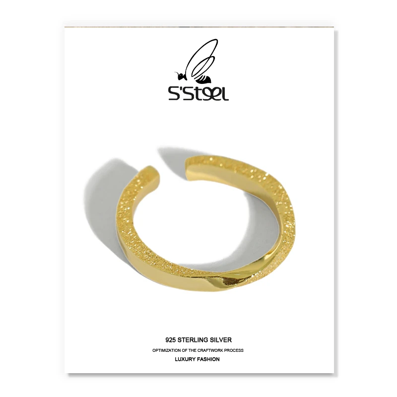 

S'STEEL Mobius Ring 925 Sterling Silver For Women Korean Minimalist Gold Opening Ring Anillos Plata 925 Para Mujer Fine Jewelry