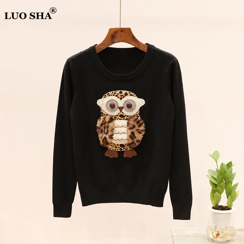 blacksweater LUOSHA, комплект из двух предметов, женский осенний трикотажный пуловер, свитер и джинсовые штаны, комплект из 2 предметов, спортивный костюм, женский костюм - Цвет: blacksweater