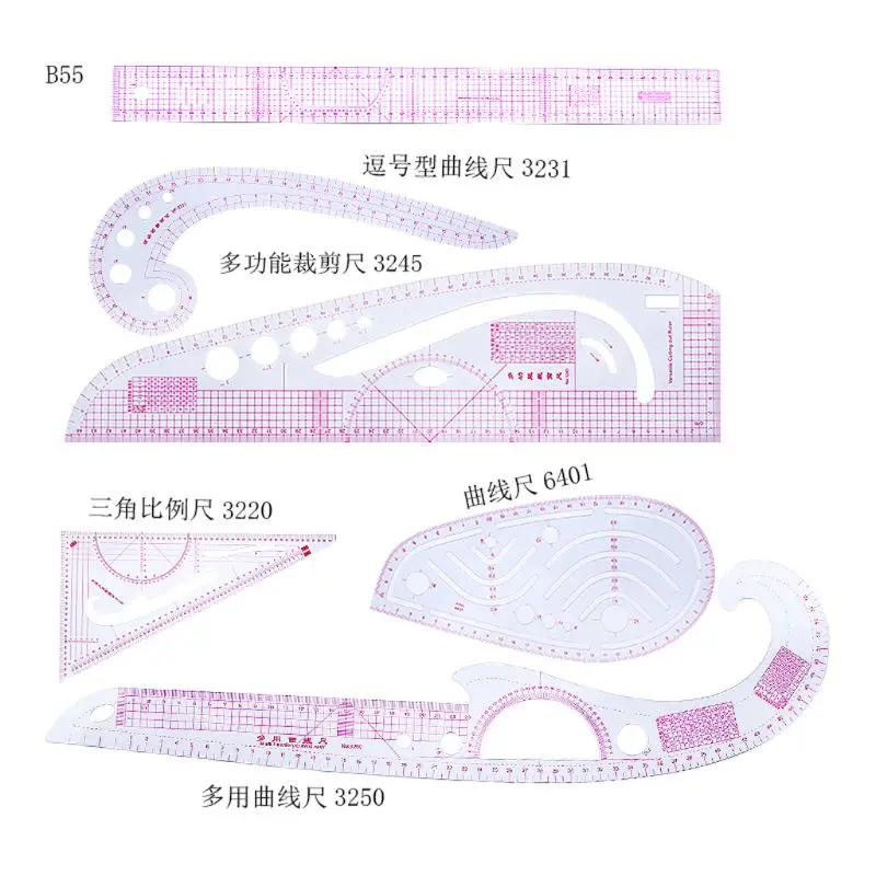 

6pcs Practical Sewing French Curve Cutting Ruler Measure Dressmaking Tailor Drawing Craft Tool Set 87HB