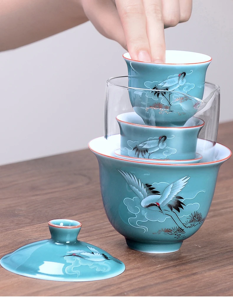 Синий и белый фарфор Gaiwan чай, гайвань комплект древней китайской глазурь Цзиндэчжэнь Чай набор чайная чашка для различных Чай