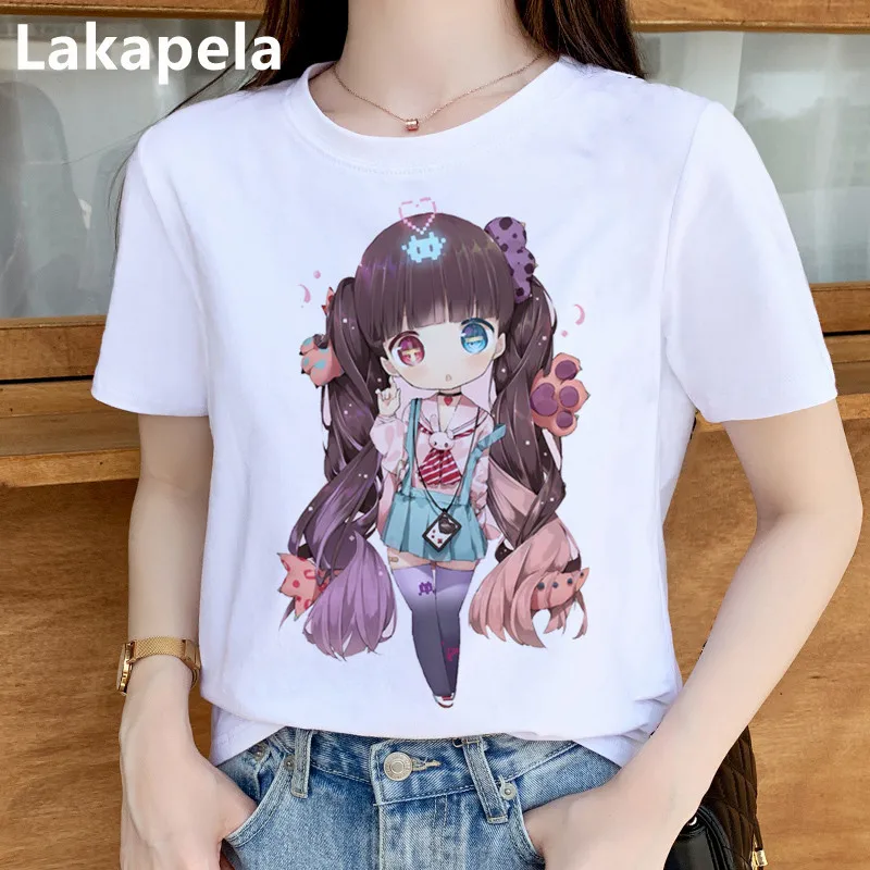 Аниме смешная модная женская футболка Kawayi на день рождения Chibi базовая белая с
