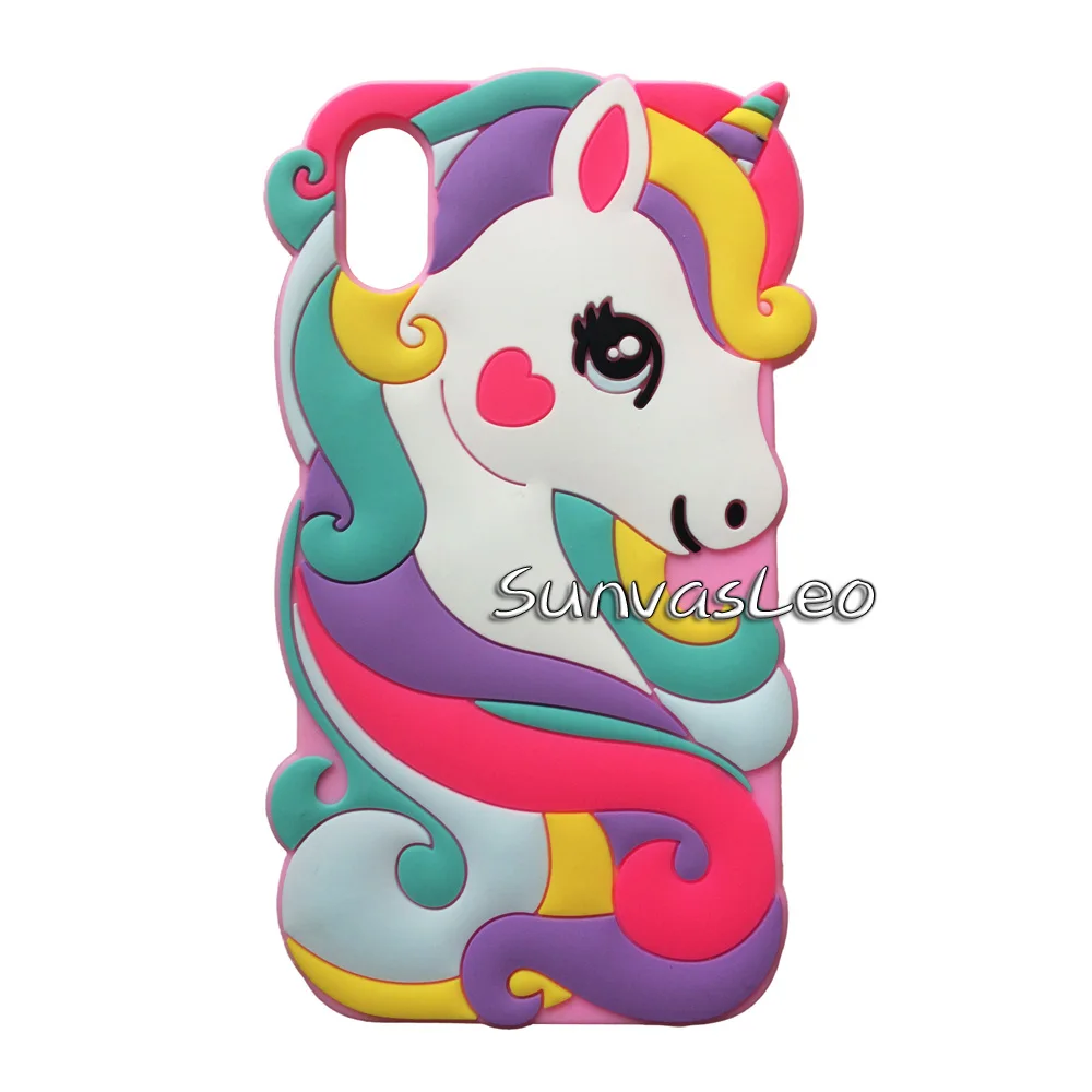 Для iPhone 5 6 7 8 X XR XS Max/Plus 3D мультфильм животных Мягкий силиконовый чехол для задней панели сотового телефона оболочка противоударный - Цвет: Pink Curls Unicorn