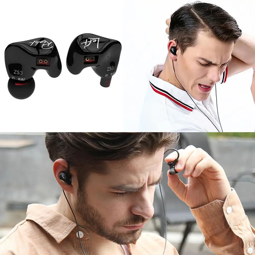 KZ ZS3 съемный кабель в ухо наушники шумоизоляция HiFi супер бас Музыка спортивные