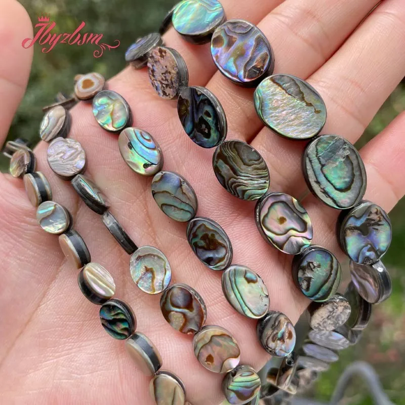 Nautral Multicolor oval Abalone Shell 6x8/10x14/12x16mm Loose Stone Beads For DIY Necklace Bracelet Jewelry Making Strand 15
