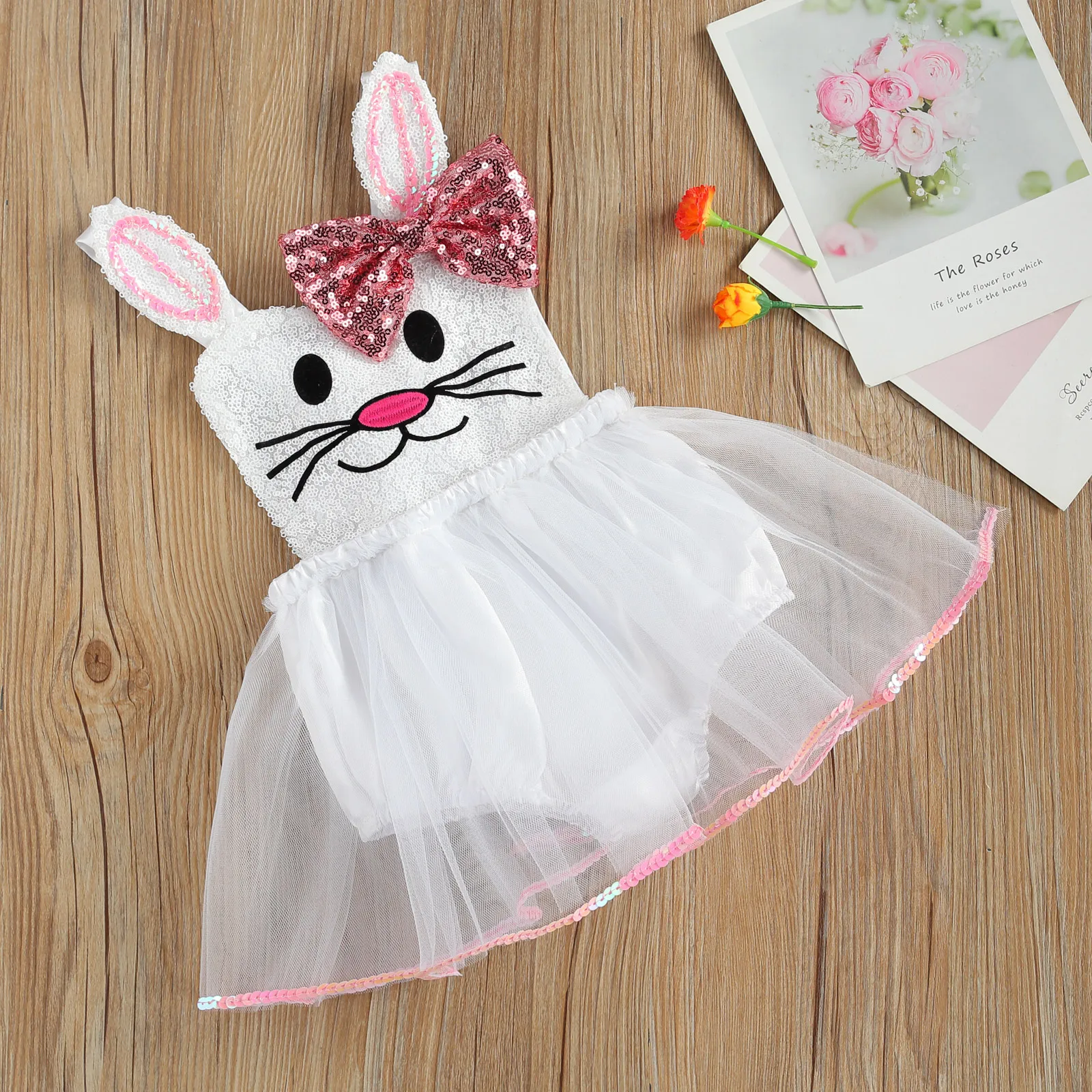 

Baby Girl's Romper, Cute Cartoon Print Sleeveless Tulle Romper Skirt for Birthday Party Photography