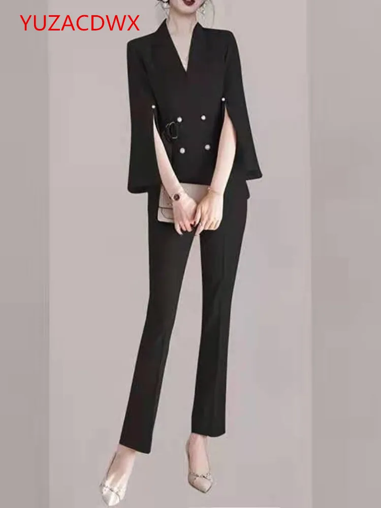 YUZACDWX Brand Pants Suit Women Fashion Temperament Professional Formal Blazer and Trousers Office Ladies Interview Work Wear enlarge