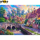 Камни в форме ромбакруглый дрель алмазного Живопись Вышивка крестом Ретро город пейзаж Стразы Мозаика Декор подарок BX1448