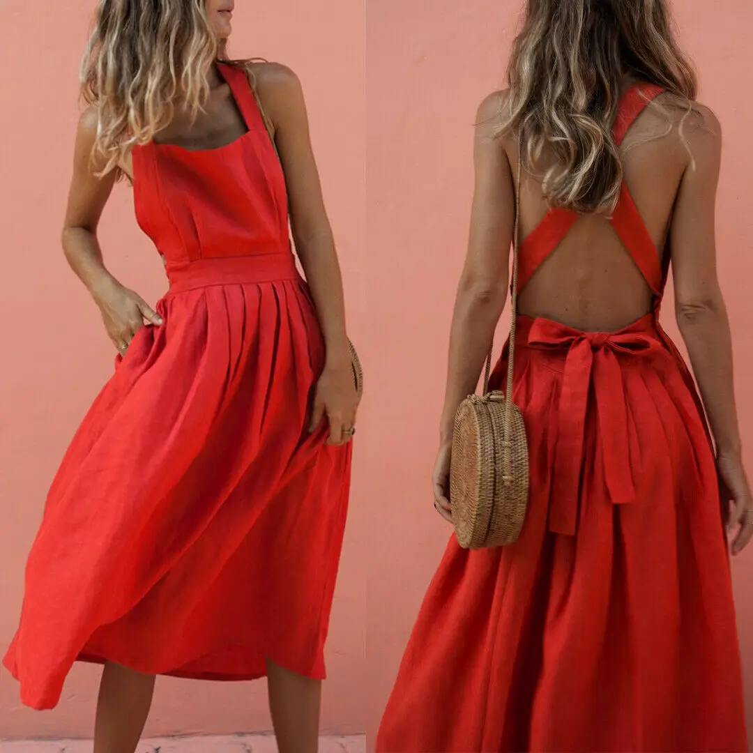 

Women's Summer Boho Casual Long Mini Evening Party Beach Dress Sundress