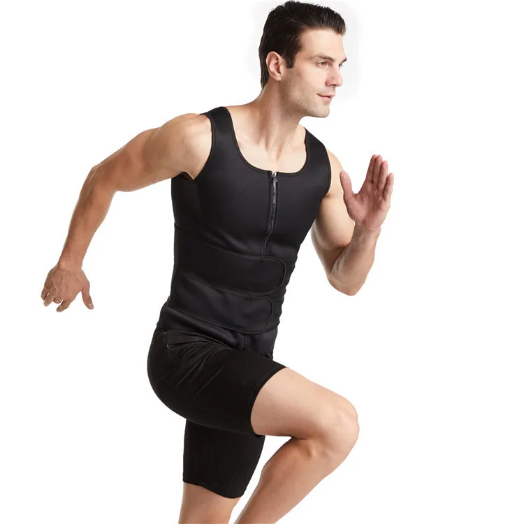 Men's Body Shaper Waist Trainer Zipper for Sauna Vest Fat Burn Fitness Adjustable Workout Sweat Corset Top for Weight Loss