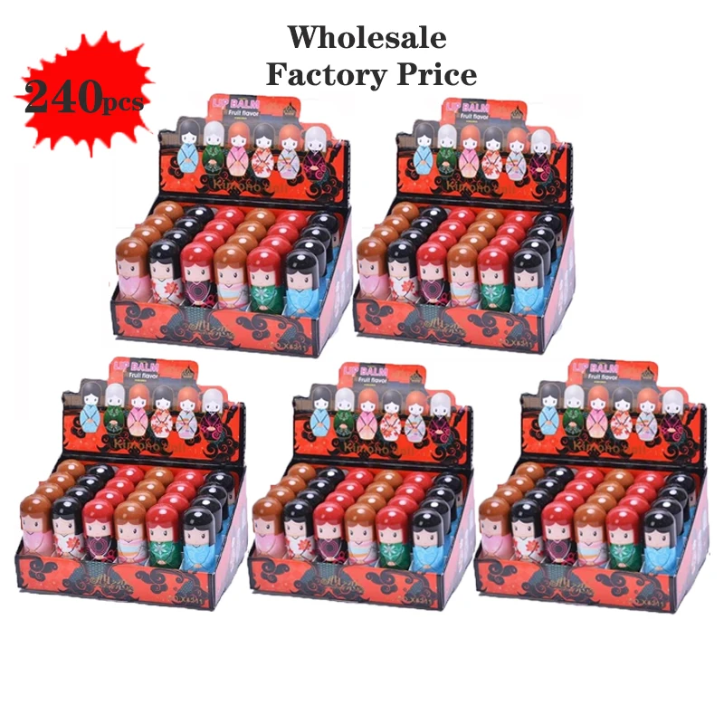 

Wholesale 240PCS Moisturizing Kawaii Lip Balm Colorless Cute Sweet Plumper Women Lipstick Makeup Lip Tint Fresh Moist Cosmetics