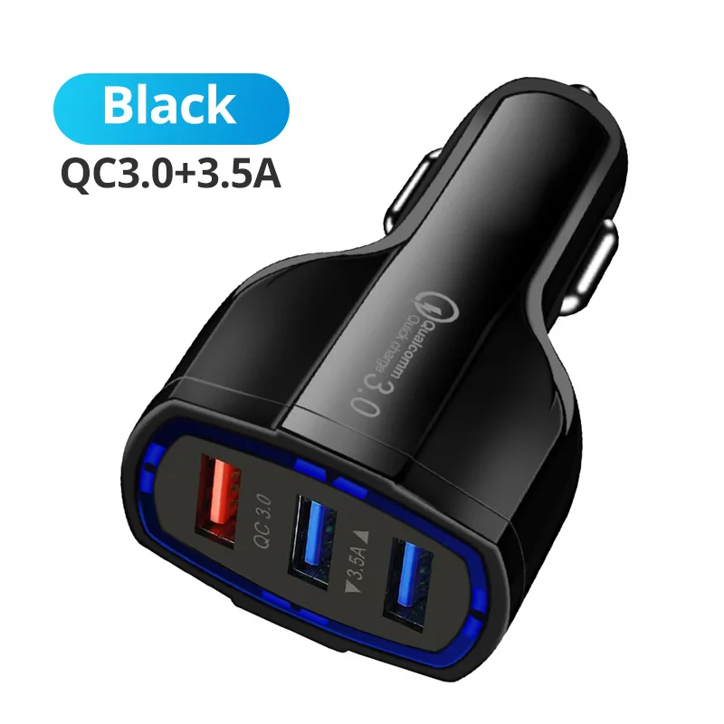 

FONKEN 3 Ports USB Car Charger 32.5W Fast Charging For iPhone 11 12 Xiaomi Huawei in Car QC3.0 USB Adapter