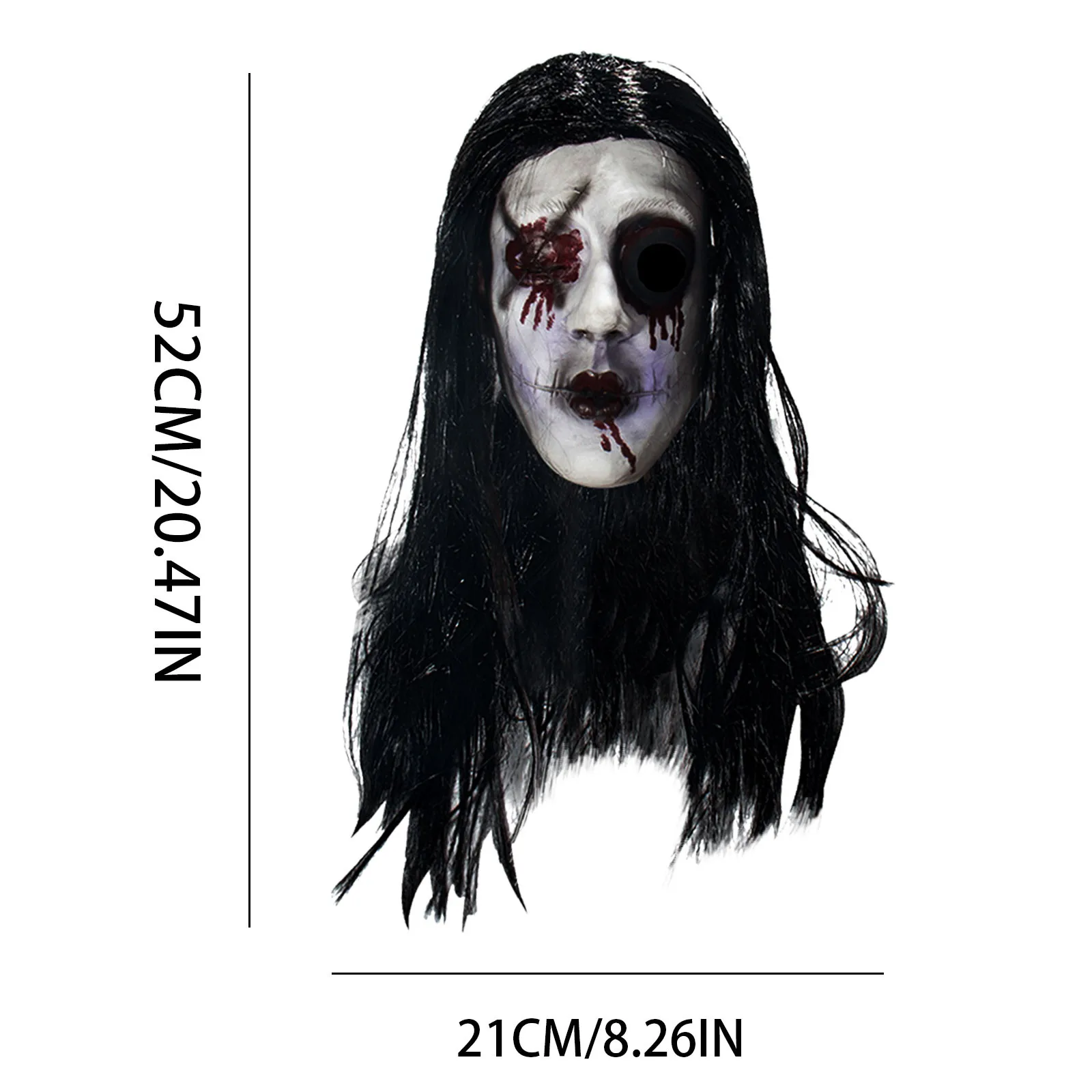 

Creepy Halloween Costume Party Latex Horror Prop Horror Funny Latex Full Headdress Mask Toys Ghost Long Hair For Dress Up Party