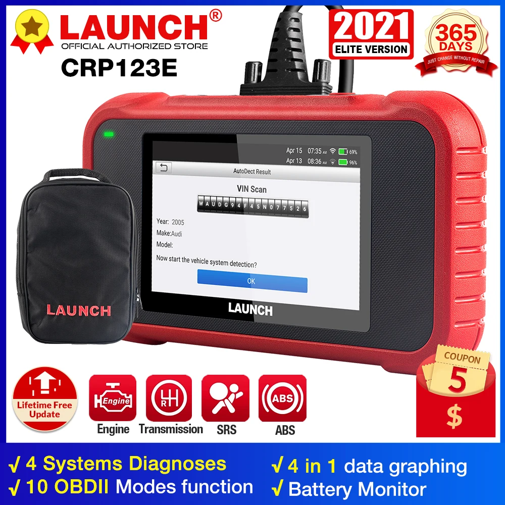 LAUNCH X431 CRP123E OBD2 автомобильный сканер OBD OBDII двигатель ABS подушка безопасности SRS
