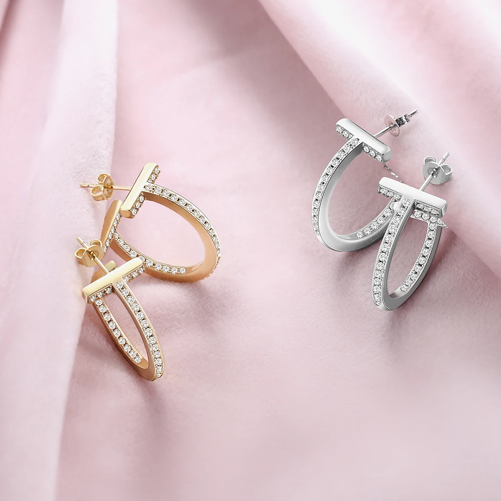 Новые поступления циркониевые серьги с микрозакрепкой женские медные