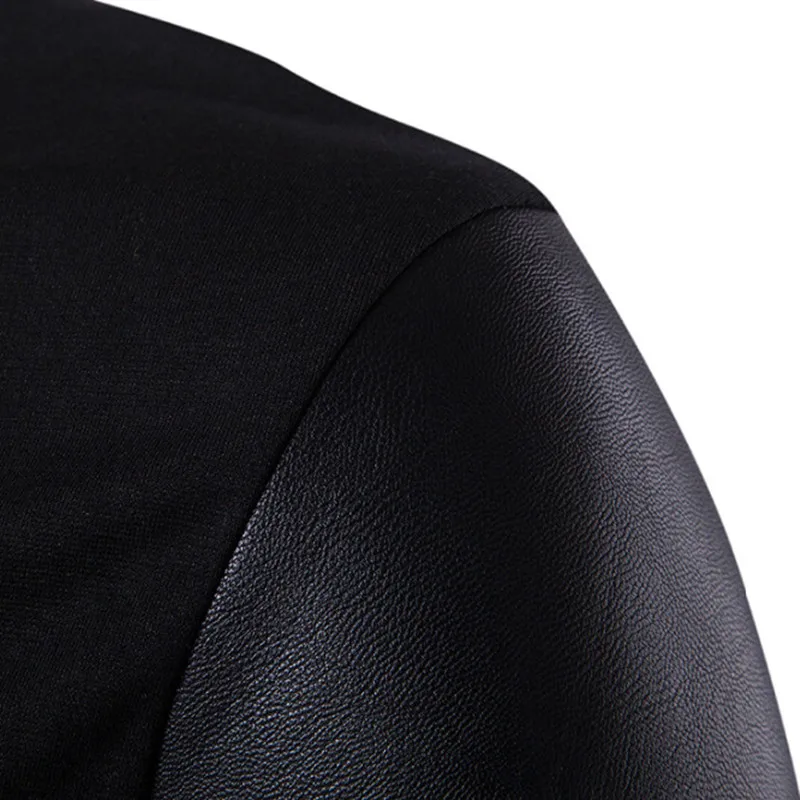 Мужская кожаная толстовка с рукавами в стиле пэчворк трикотажная одежда