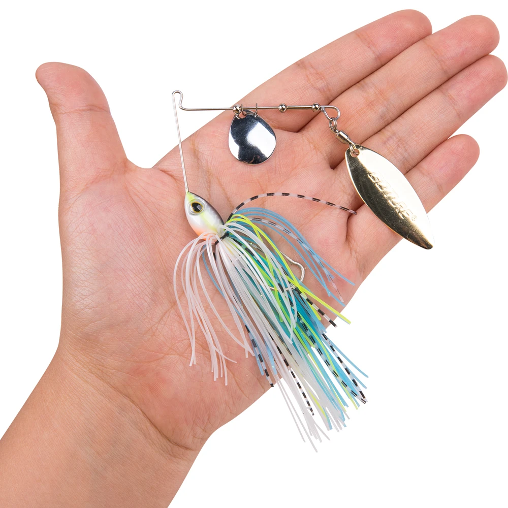 Goture New Spinner Bait 10g 14g Fishing Lure 3D Eyes Tandem Willow + Colorado Bladed Spinnerbait Buzzbait For Bass Fishing