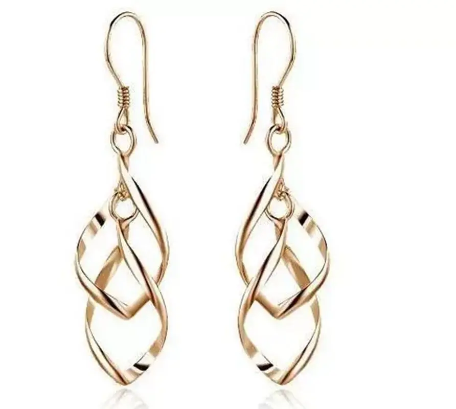 

Popular Jewelry Fashion Earrings Fashion OL Love Drop Connected Twisted Earrings