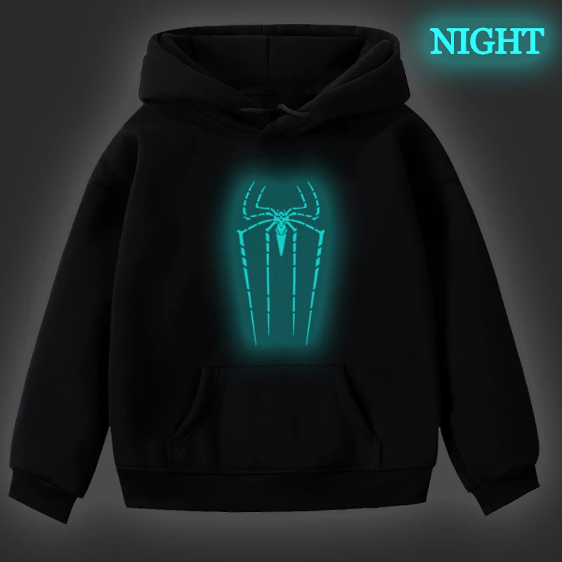 Hoodies 1 Новинка; светящиеся Детские толстовки с капюшоном для мальчиков; Детский свитер с принтом «Человек-паук»; толстовки для маленьких девочек; Повседневный пуловер; осенне-зимние топы - Цвет: Hoodies 1