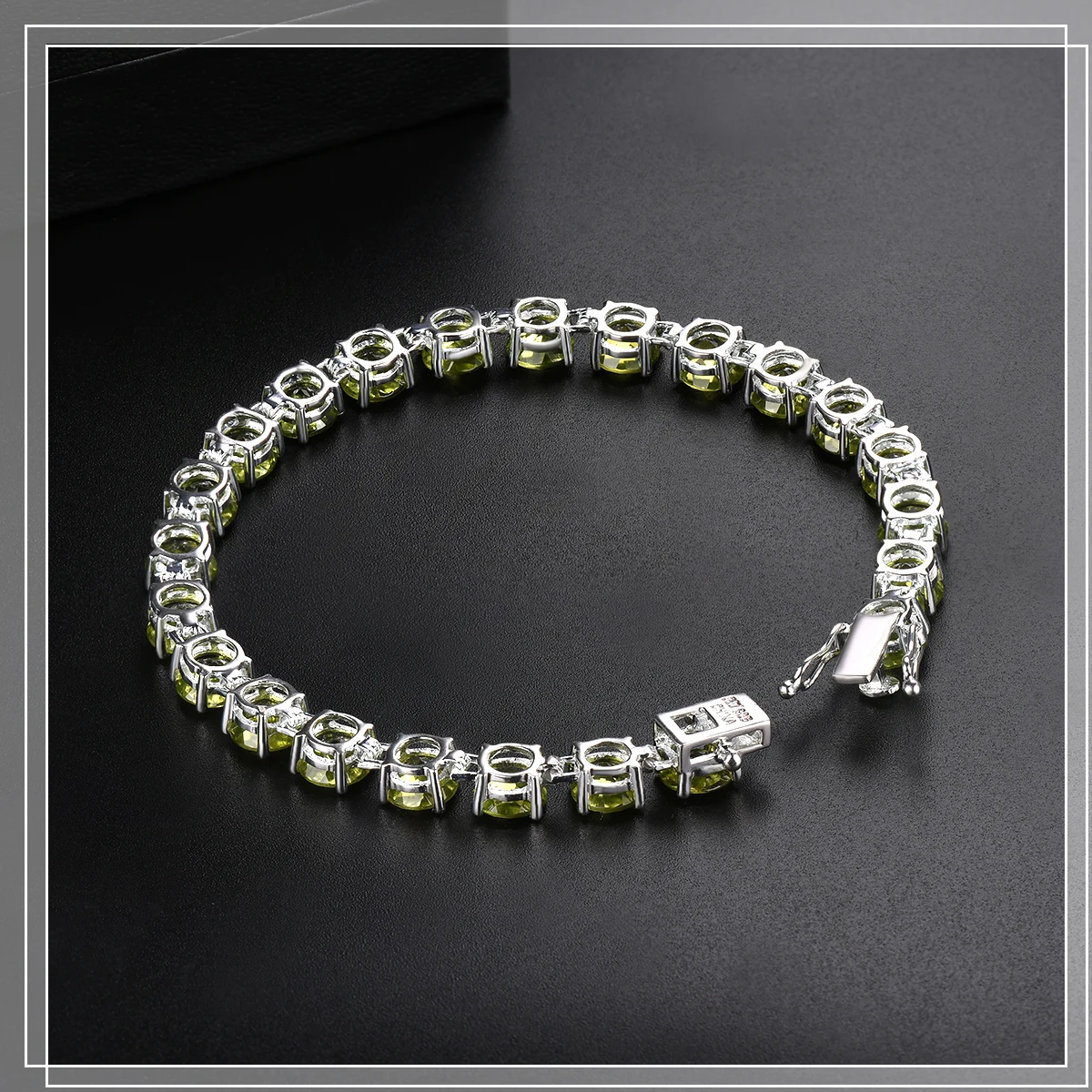 Hutang, 21, 41 ct, натуральный Перидот, твердый, 925 пробы, серебряный, звено, цепочка, браслет для женщин, Круглый, 6 мм, драгоценный камень, хорошее ювелирное изделие, новинка 7,25