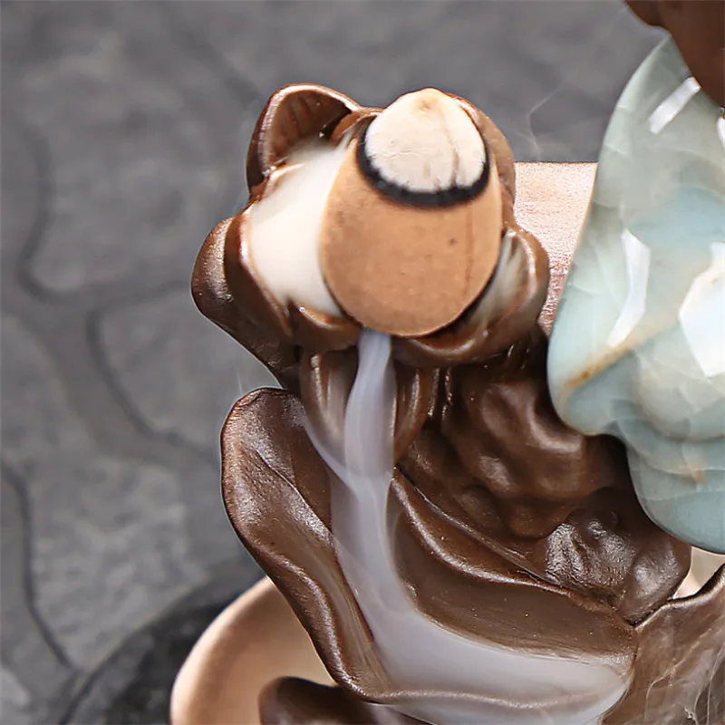 Керамическая ледяная с трещинами маленький монах горы курильница для благовоний