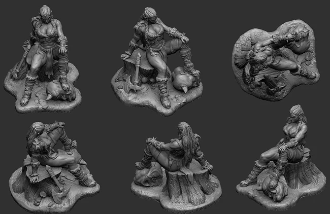 1/32 старинный орк воин сидит с базовой искусственной миниатюрой gk разборка