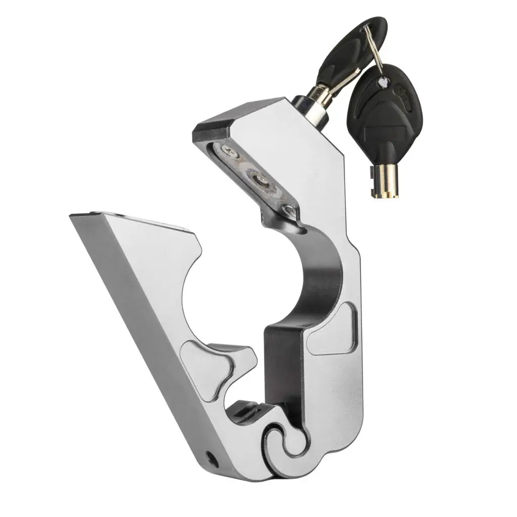 

Silver Universal CNC Aluminum Motorcycle Handlebar Lock Anti-Theft Security with 2 Keys for Motorcycle Bike ATV Scooter