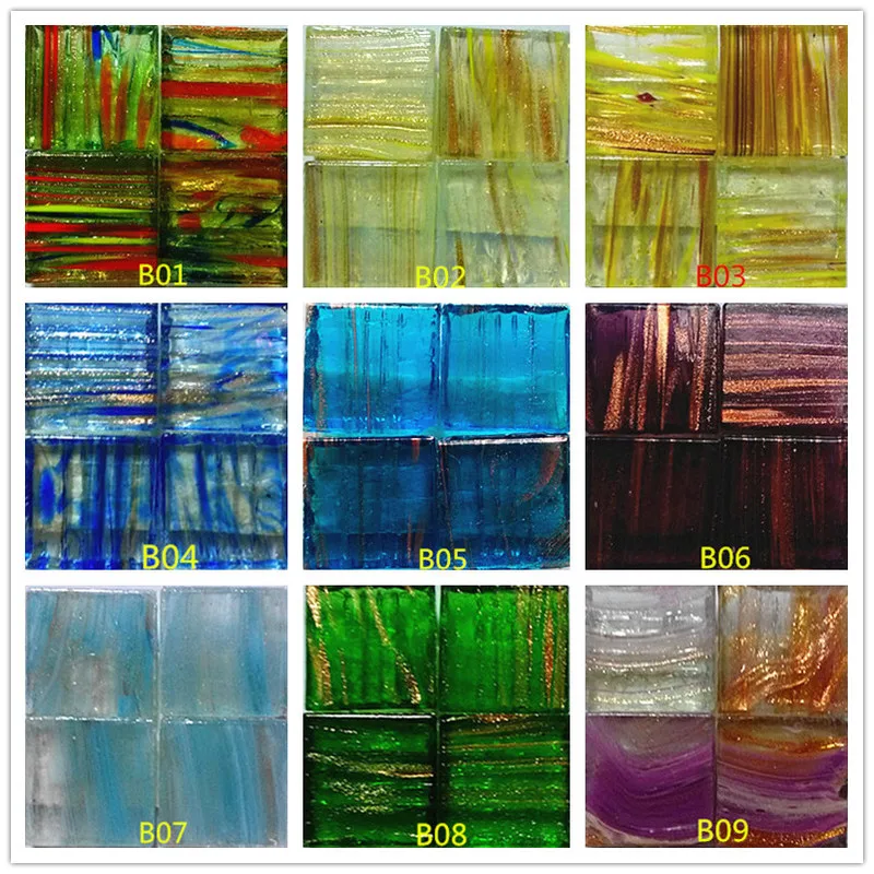 Золотая шелковая квадратная мозаичная плитка из прозрачного стекла 90 г для