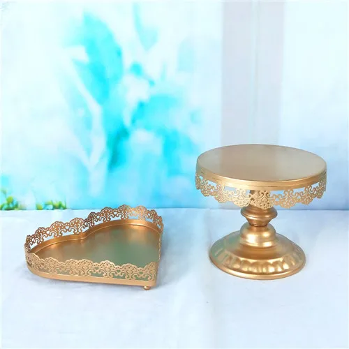 Tobs metal gold cake stand set for wedding cup cake holder decorating tools candy bar stand tray suppliers - Цвет: 2pcs