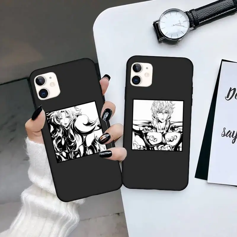 

Saint Seiya Anime Cartoon Phone Case Black Color For iPhone 13 12 11 Mini Pro Max X XR XS 7 8 6 6s Plus SE Shell Cover Coque