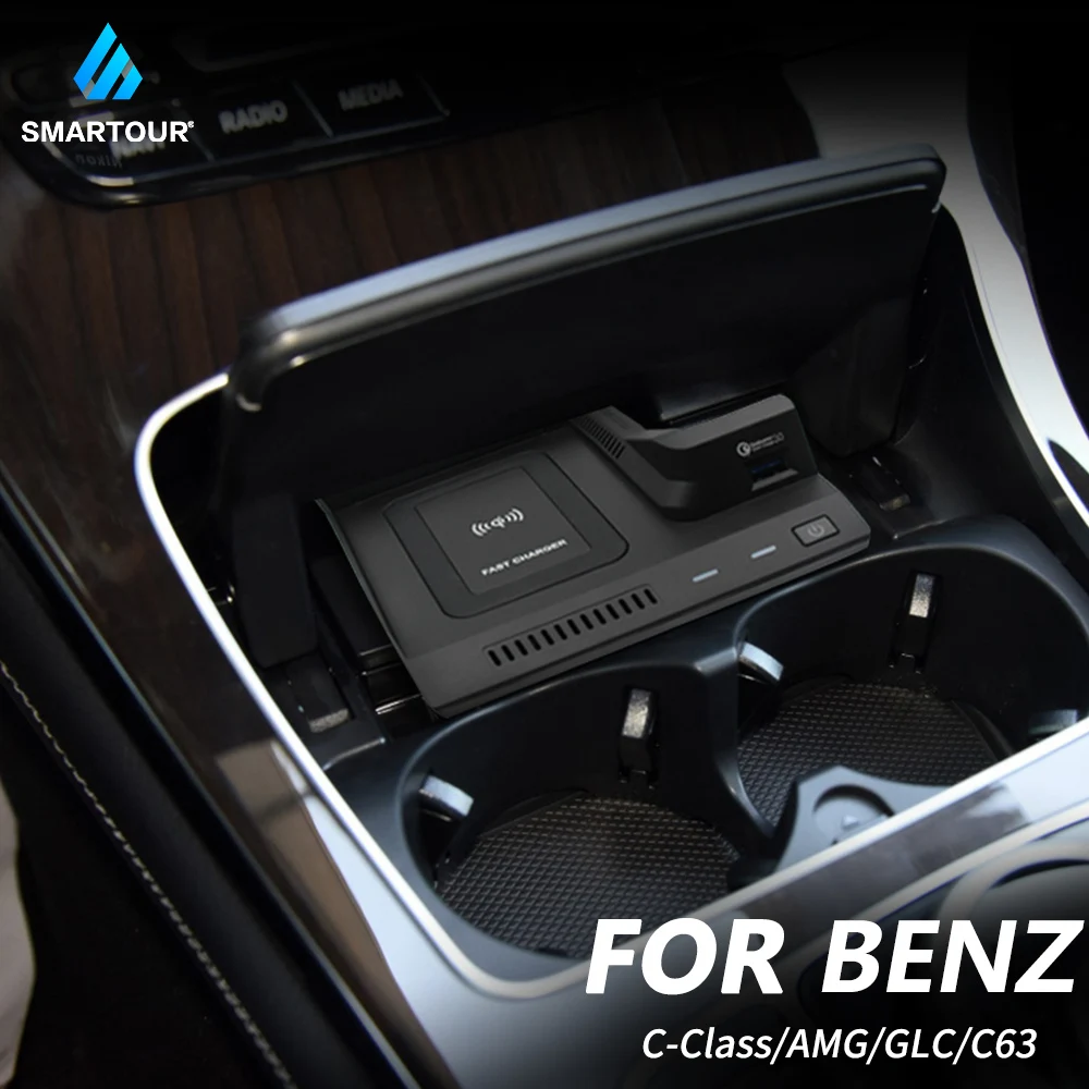

Wireless charger for Mercedes Benz W205 AMG C43 C63 AMG GLC 43 GLC63 X253 C Class GLC accessories mobile phone fast charging