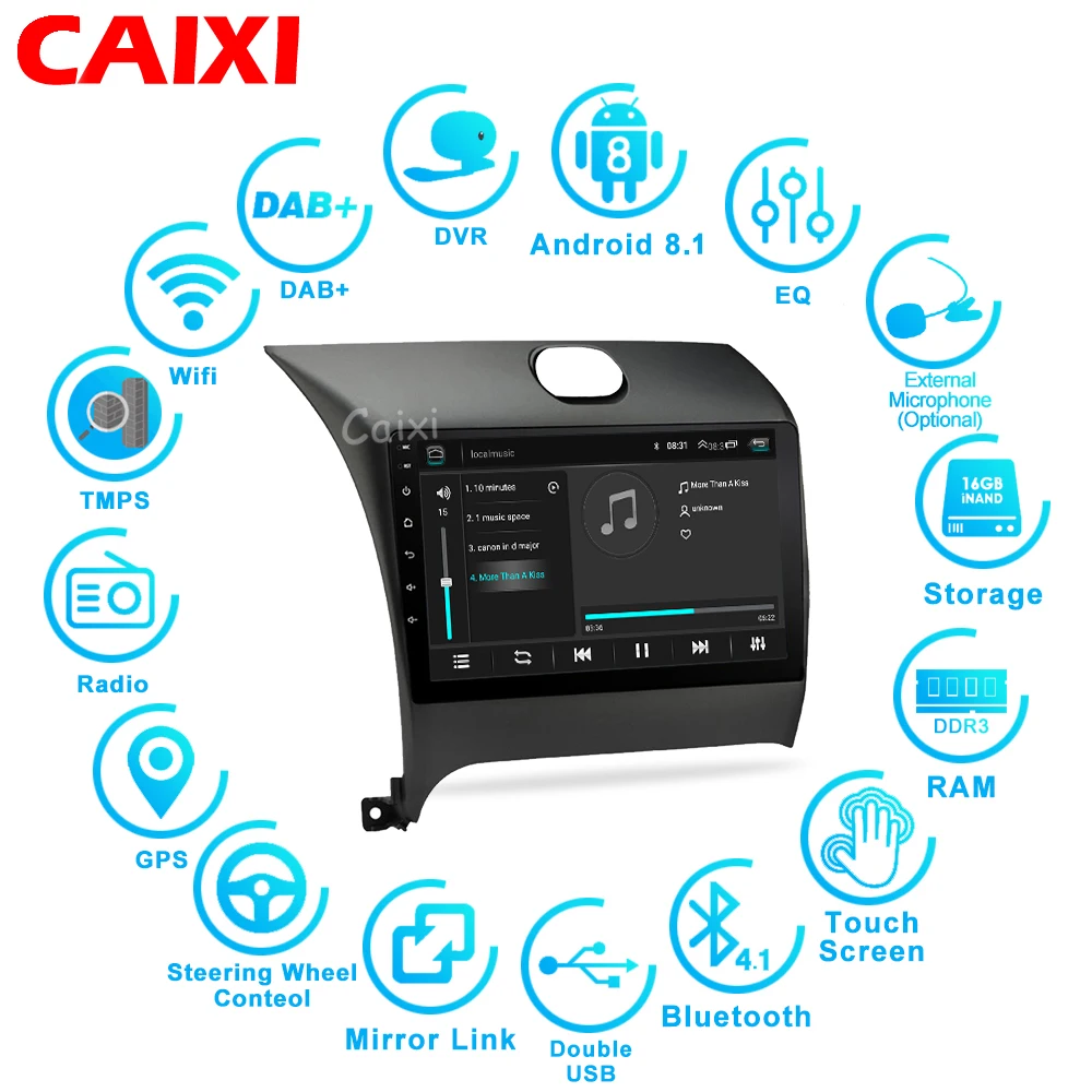 CAIXI ram 2G rom 3 2G автомобильный Радио мультимедийный плеер Android 8,1 автомобильный dvd для Kia CERATO K3 FORTE 2013 gps навигация