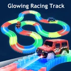 Железная дорога, волшебная светящаяся гоночная трасса, автомобиль, игрушки, гибкая вспышка в темноте, гоночная трасса, светодиодные гоночные автомобили для детей