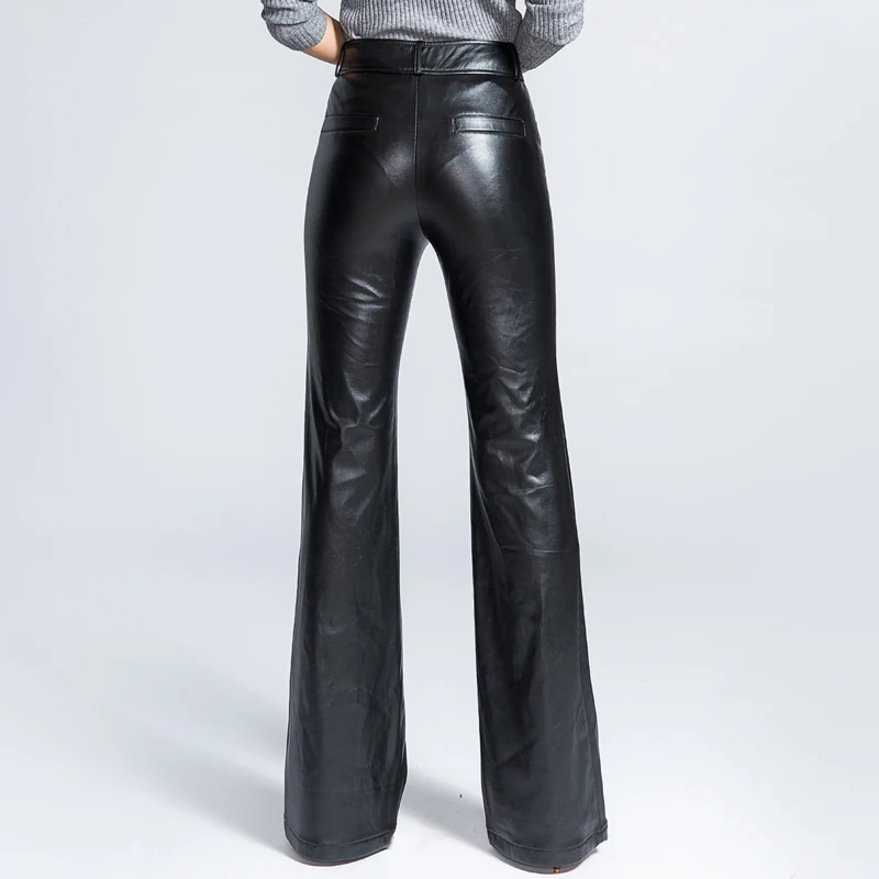 Новинка 2020 прямые штаны из искусственной кожи кожаные на осень и зиму бархатные