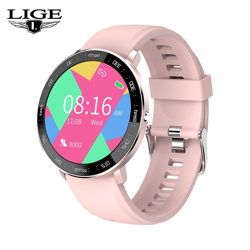 

LIGE New Luxury Women Smart Watch Heart Rate Blood Pressure Information Reminder Sport Waterproof Fashion Smart Watch Women+Box