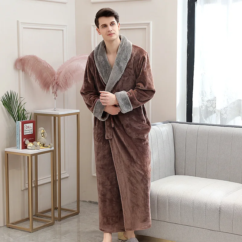 Фланелевая Пижама для женщин и мужчин коричневая одежда плотный теплый зимний