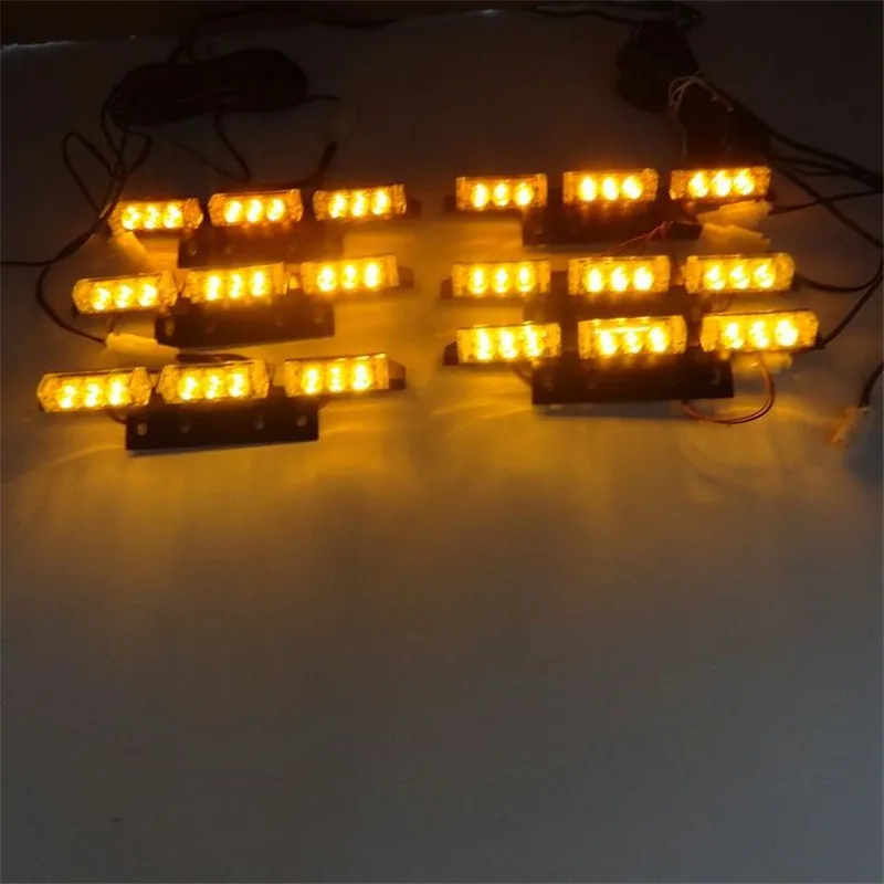 

LED Emergency light Red Blue Yellow 2x9 4x9 6x9 8x9 LED Car Truck Front Grille Deck Strobe Lights 3 Mode Flashing Warning lamp