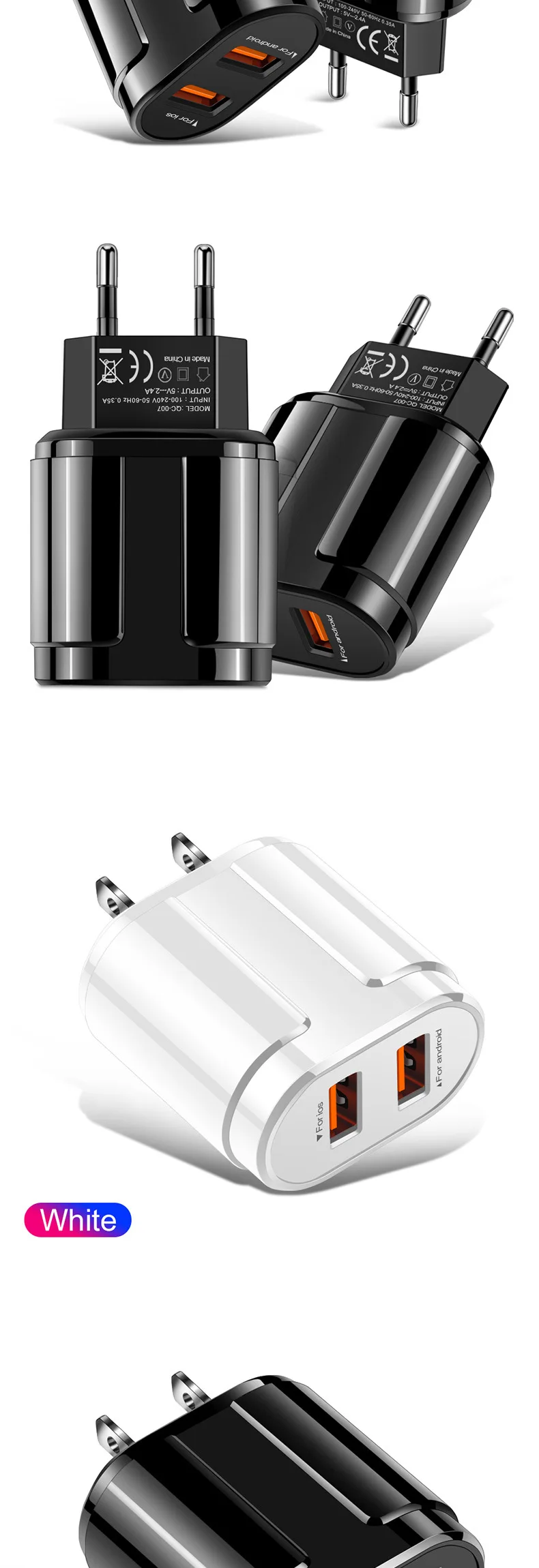 5 в A USB зарядное устройство для iPhone X 8 Plus быстрое настенное зарядное устройство адаптер EU/US для samsung S10 huawei Xiaomi быстрое зарядное устройство для Android