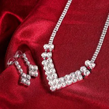 

Wedding set, necklace and earring set, romantic crystal CDS050