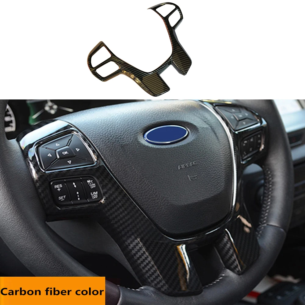 

Fit For 2015-2021 Ford Ranger Everest Endeavour Carbon Fiber Color Steering Wheel Frame Decorator Cover Panle