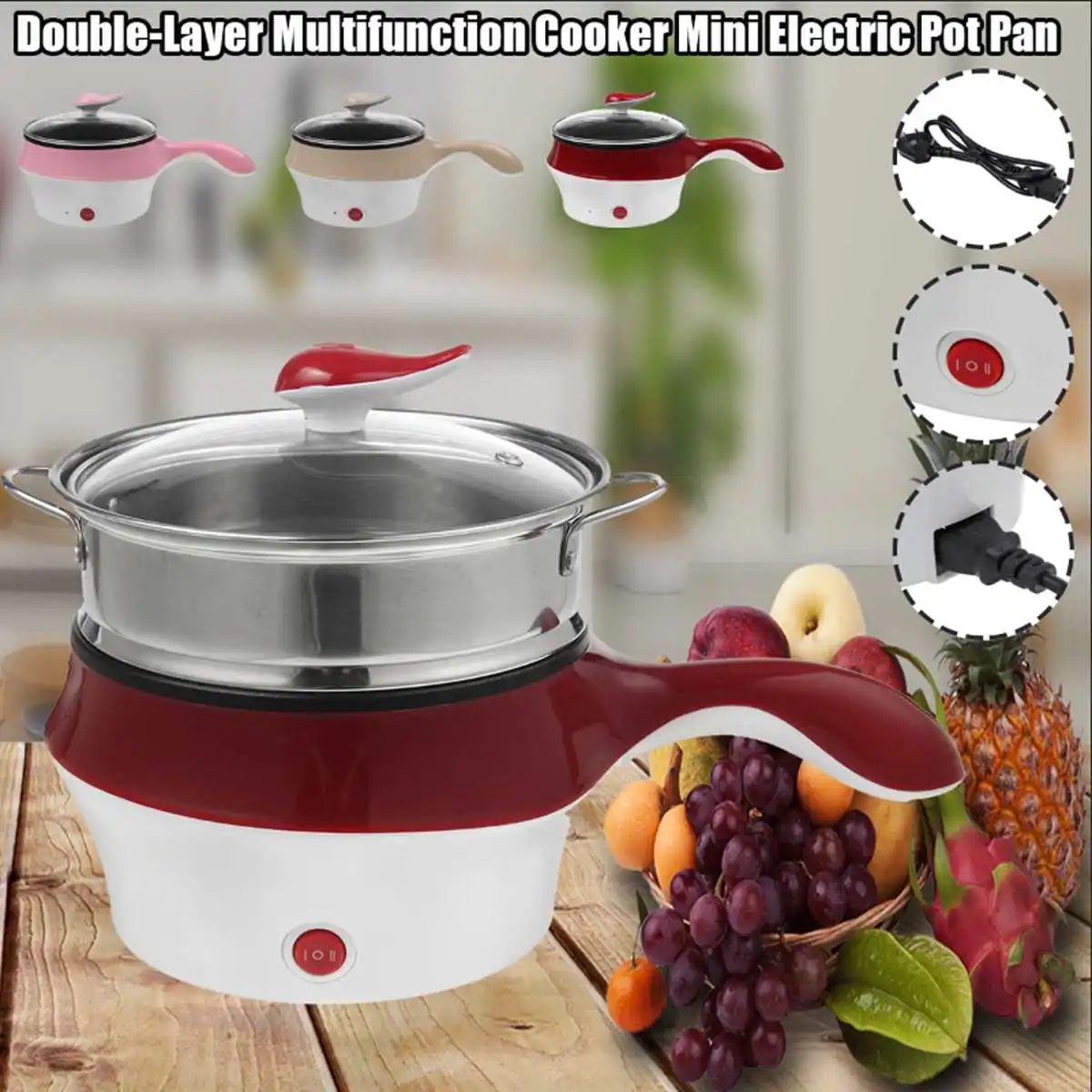 

Двухслойная многофункциональная мини-плита, Нелипкая сковорода, электрическая сковорода, сковорода, Приготовление Риса, лапши, овощей