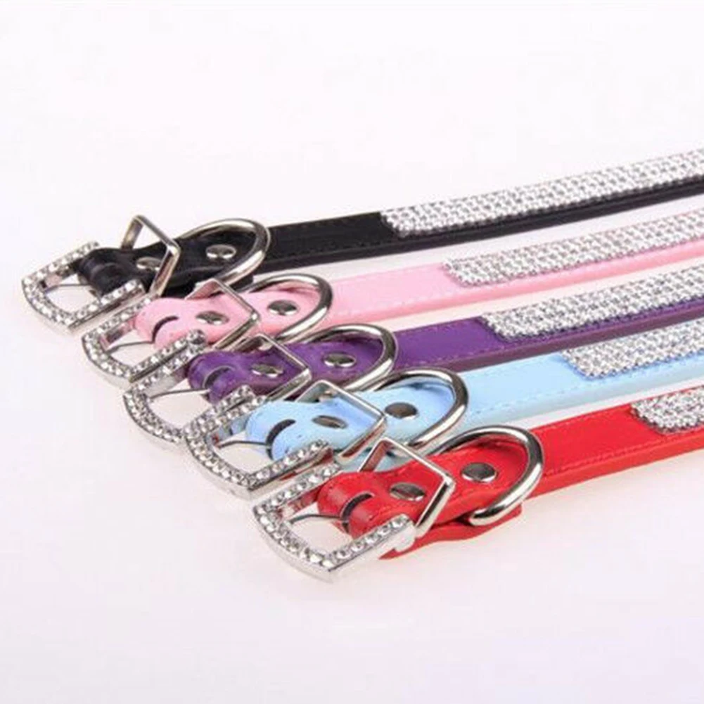 Регулируемая блестящая искусственная кожа ремешок на шею для щенка кошки собаки