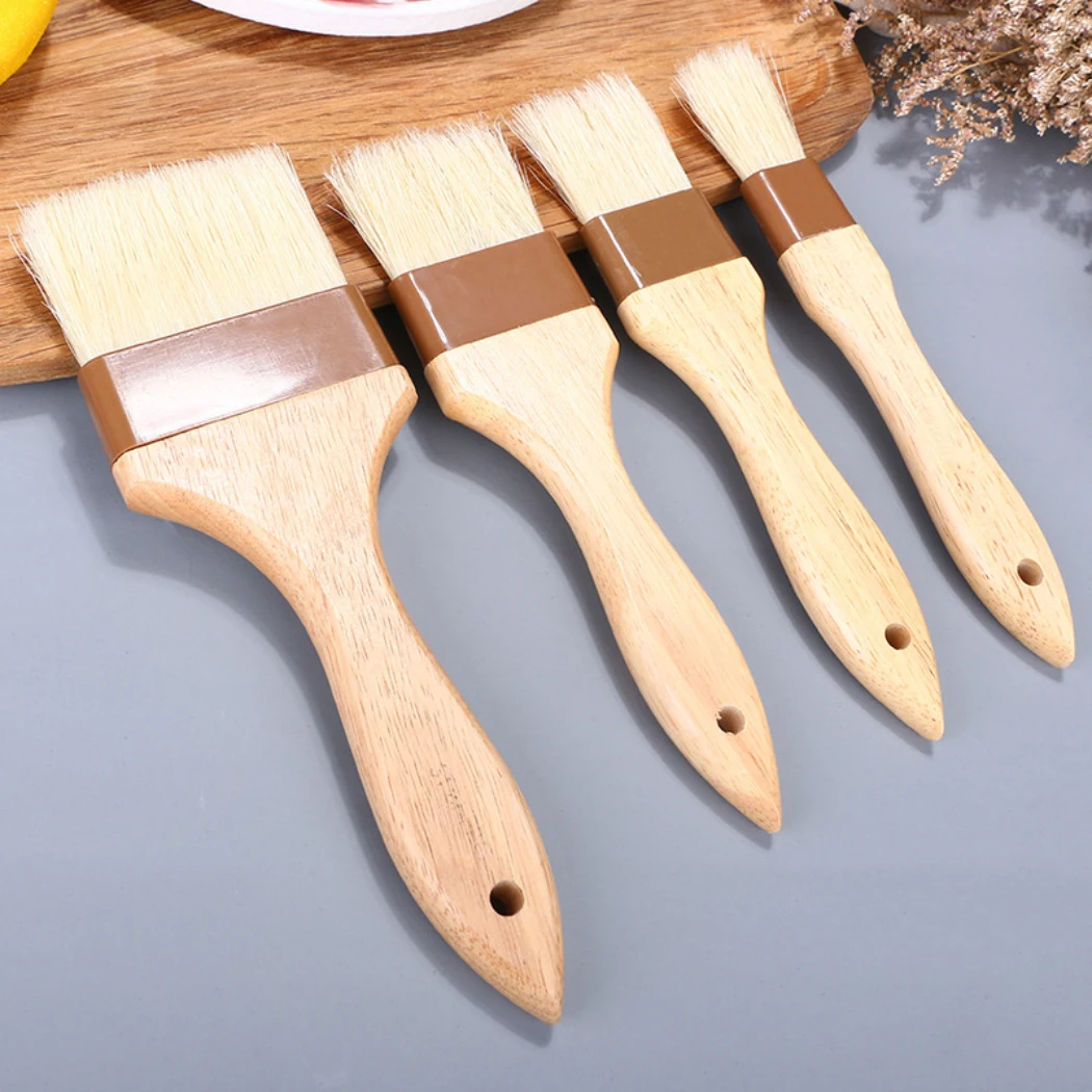 

High Quality Oil Brush Wooden Household Kitchen Brush Barbecue Oil Brush Round Handle Brushes Baking Brush Kitchen Cooking Brush