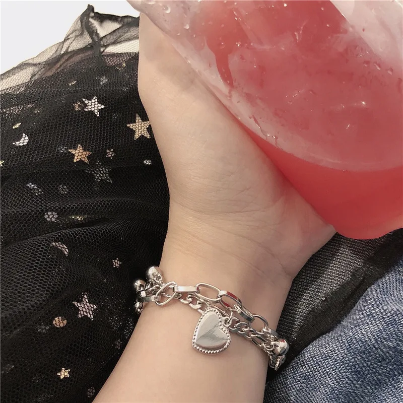 

Bracelet for women Han Fan Hip Hop Accessories European and American Tree of Life Love Bracelet Couple Double Chain Cold Wind in
