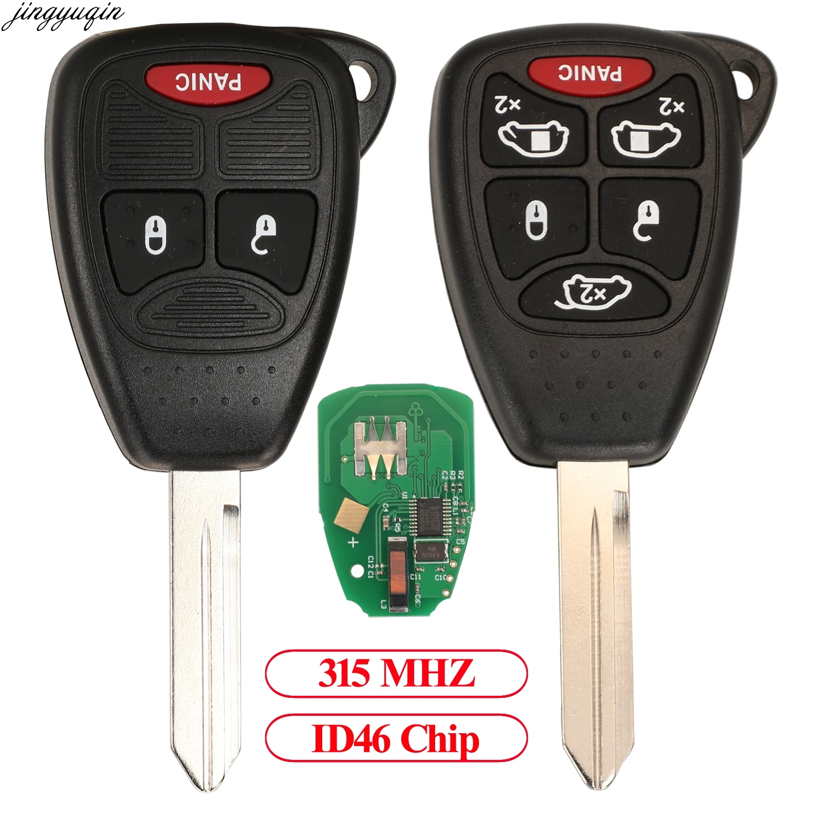

Автомобильный ключ дистанционного управления Jingyuqin, 5 шт., 315 МГц, ID46, PCF7961, для Dodge Dakota, Durango, Jeep Grand Cherokee, OHT692427AA, 3/4/5BTNS