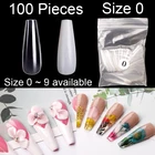 100 штук накладных ногтей балерины одного размера от 0 до 9 Доступные накладные ногти Типсы для рисования ногтей для практики самостоятельного маникюра