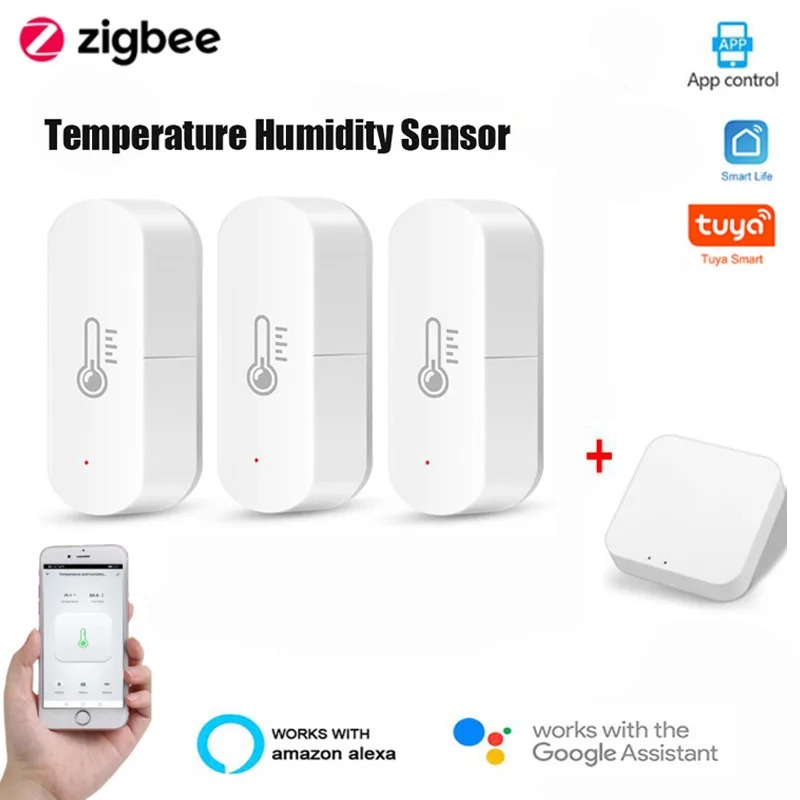 

Умный датчик влажности и температуры Tuya ZigBee, домашний термометр и гигрометр для умного дома, работает с Alexa Google Home