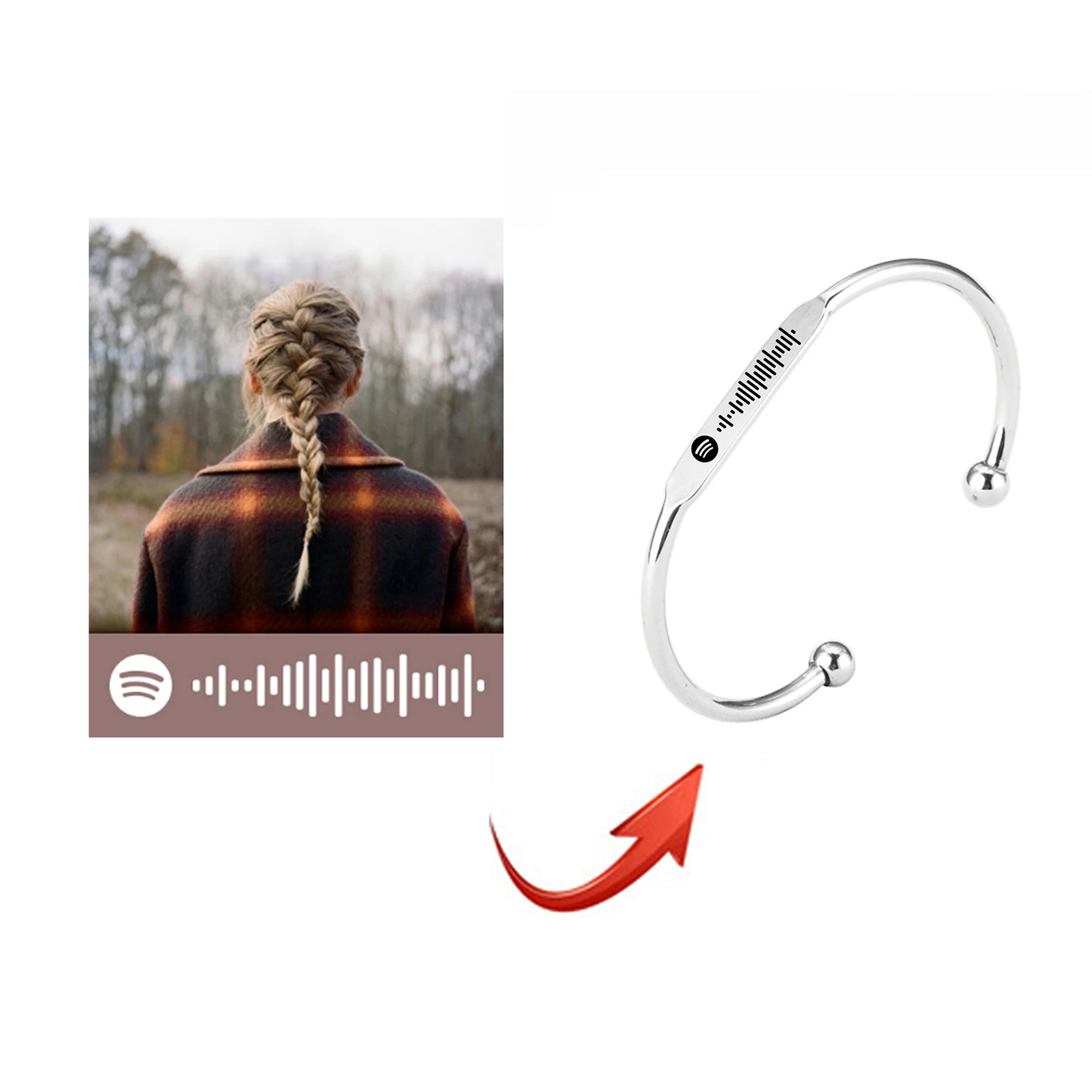 

Custom Music Spotify Scan Code Bracelet For Women Men Customized Cuff Copper Bangle Bracelet Personalized Song Code Jewelry Gift