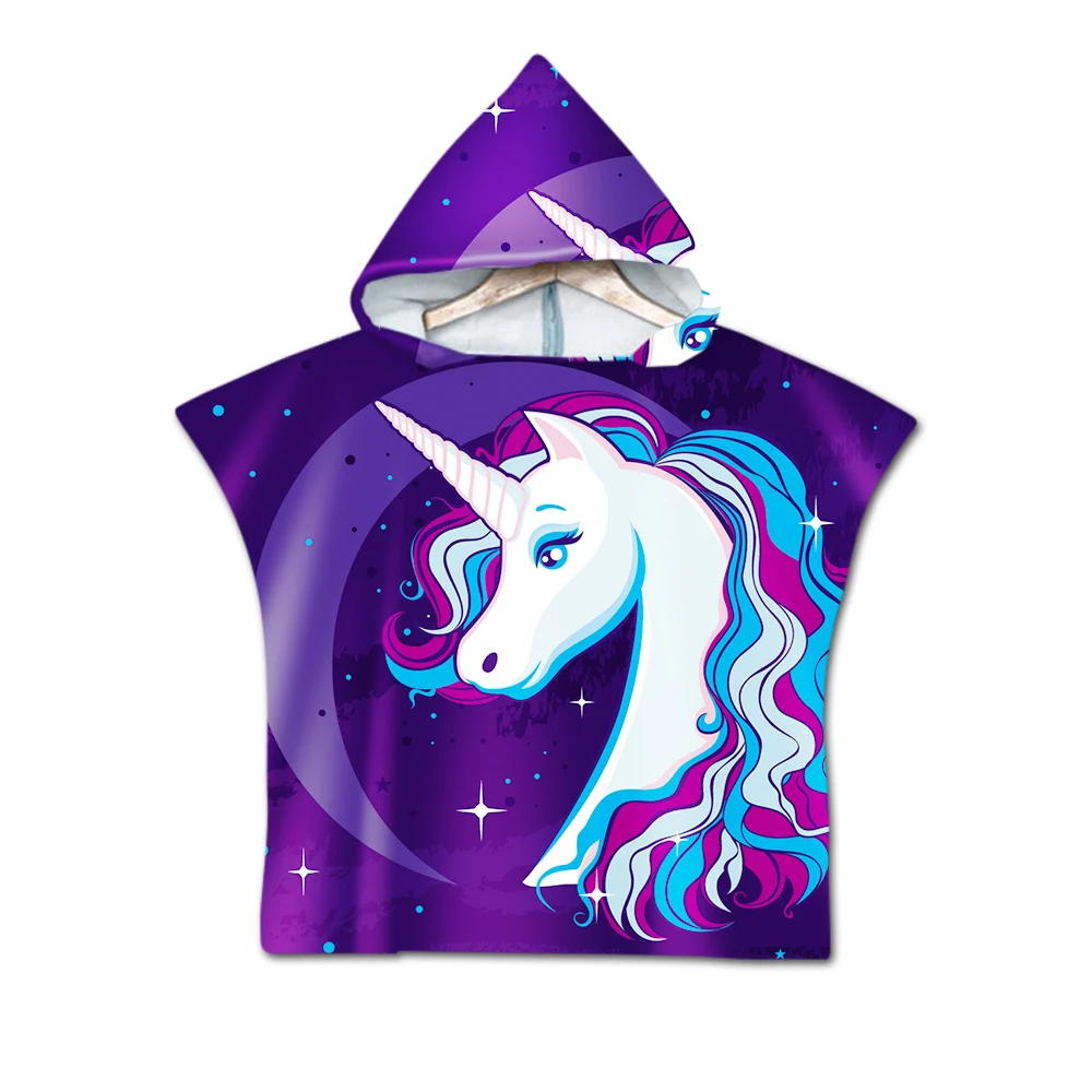 Небесно-голубой New Children Mermaid Cute Cartoon Hooded Cloak Beach Towel Animal Printed Microfiber Baby Boys Girls Kids Swimming Bath Towel - Цвет: Небесно-голубой