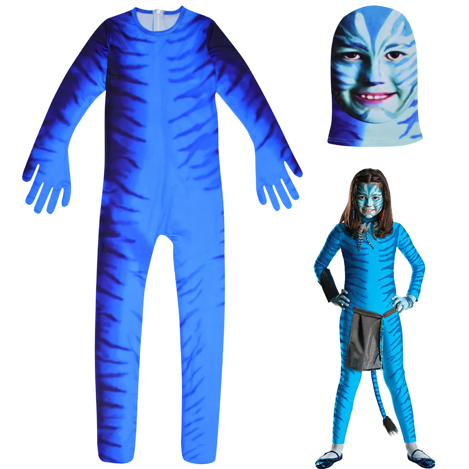 Фильм Аватар 2 Косплей Костюм для взрослых детей зентай боди герой Na'vi